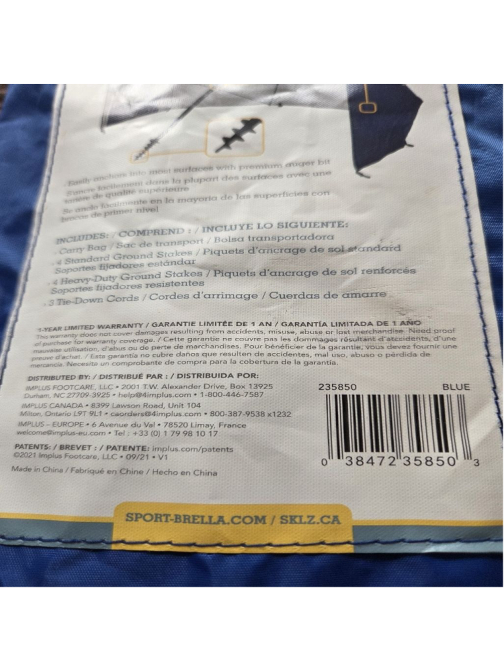 Sport-Brella Blue Premiere 8ft Umbrella Weather Protection - Picture 8 of 9